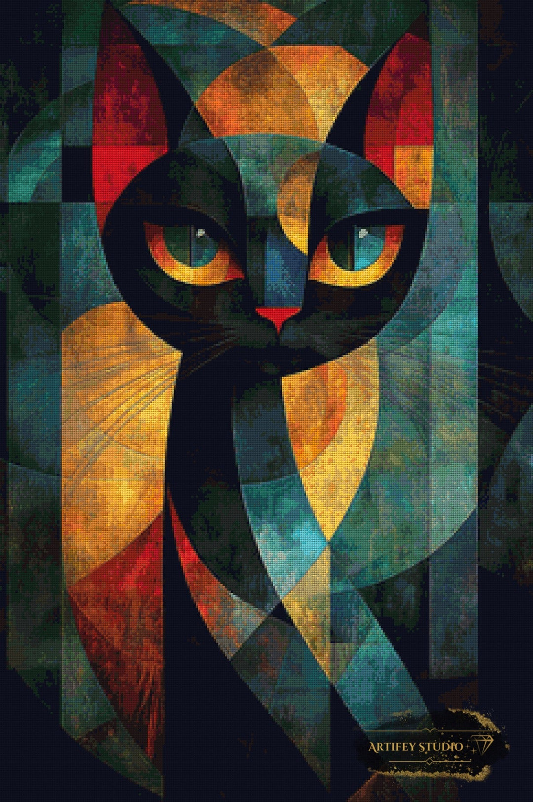 Abstract Cat by Morrigan 60x90 mit 140 Farben Artifey Studio