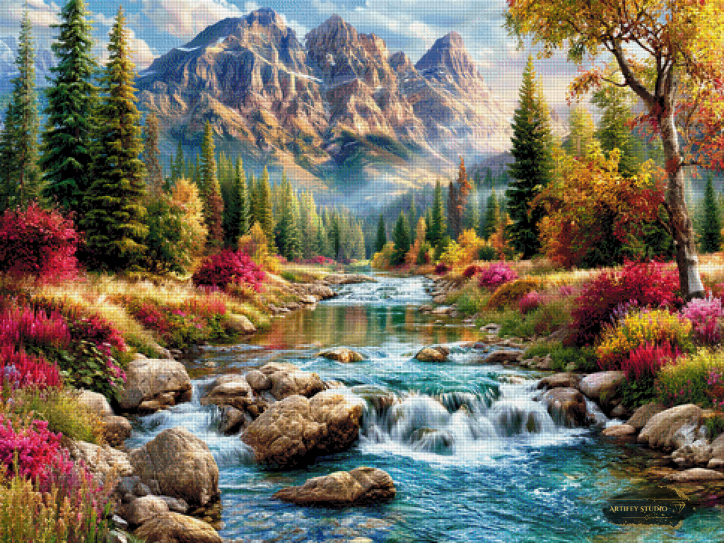 River of seven Hues by Morrigan 120x90 mit 350 Farben