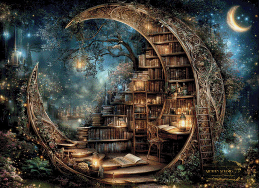 Mond-Bibliothek by LaViie 110x80 mit 190 Farben