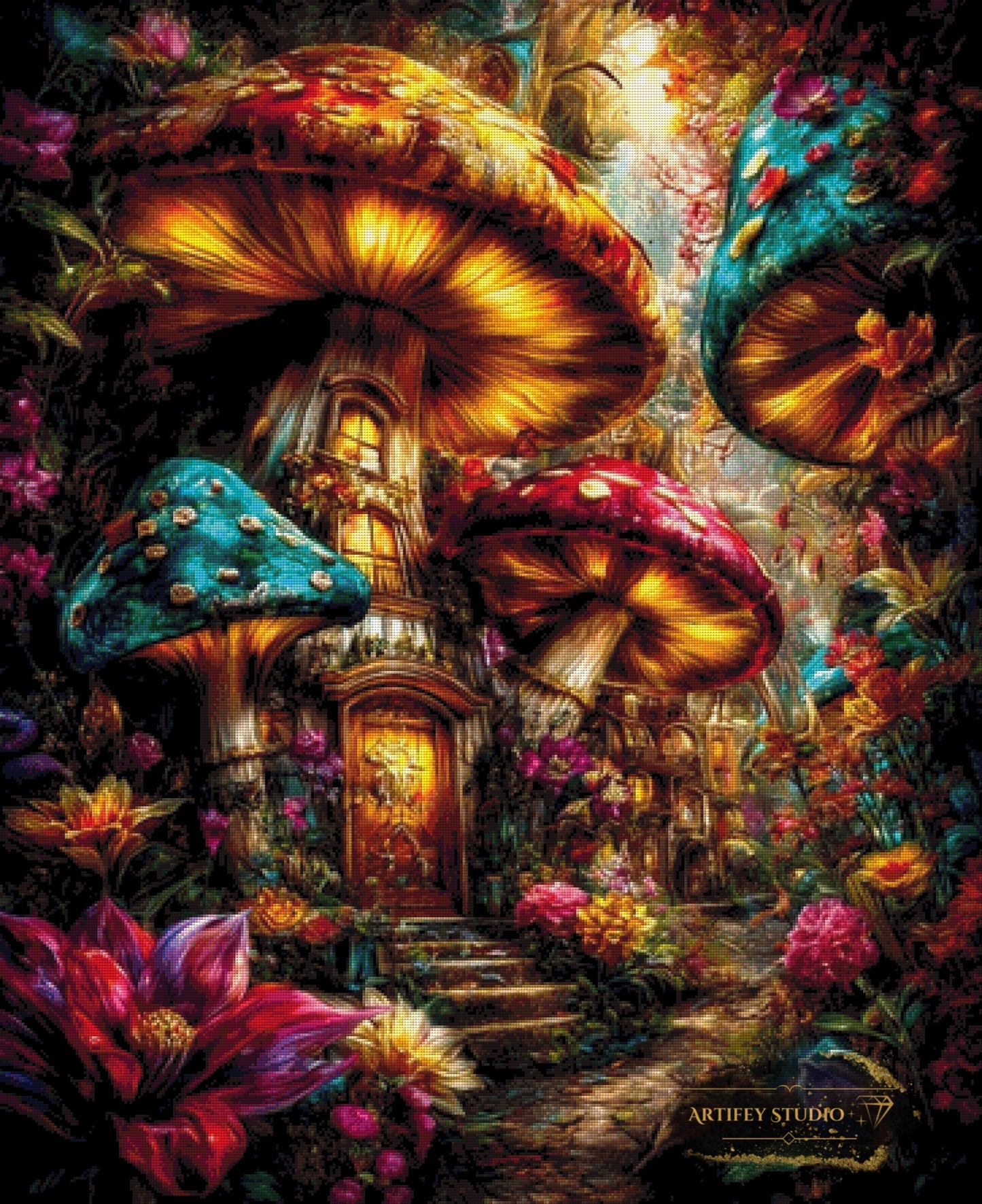 Magical Fungus Village by Skyler 90x110 mit 300 Farben