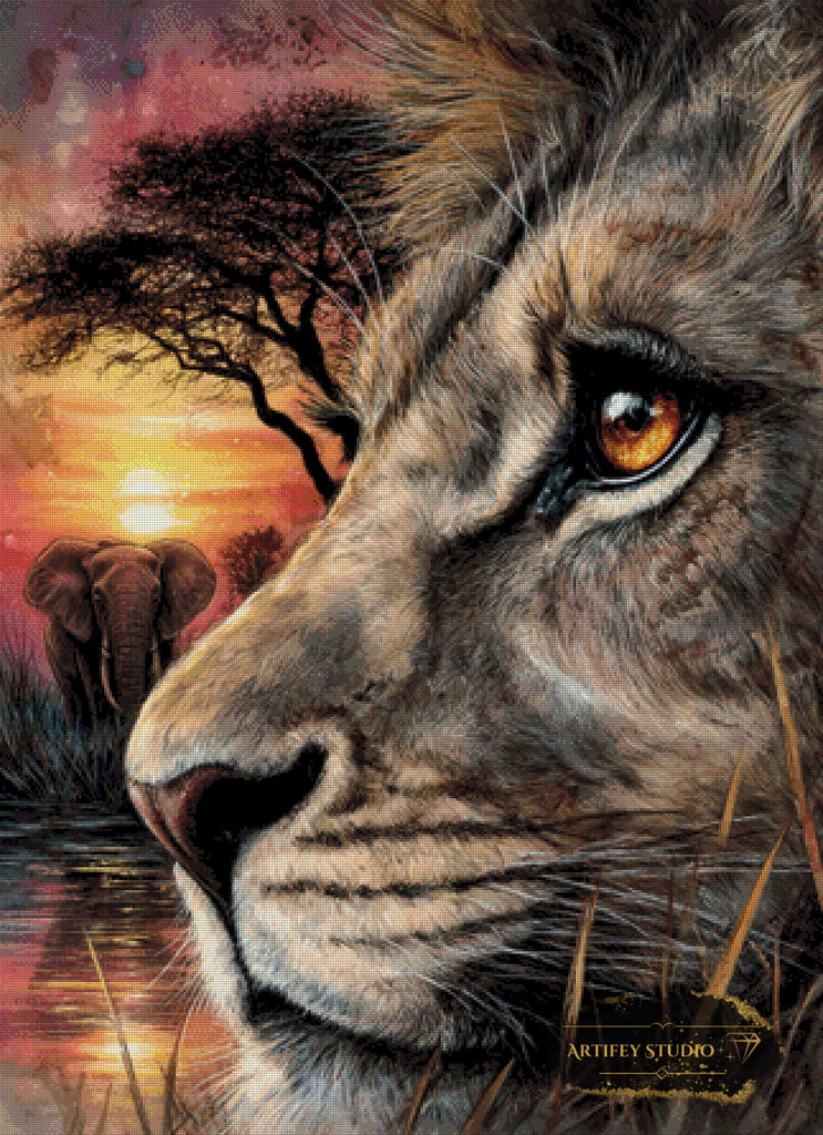 Lion by Kaida 80x110 mit 150 Farben - Artifey Studio