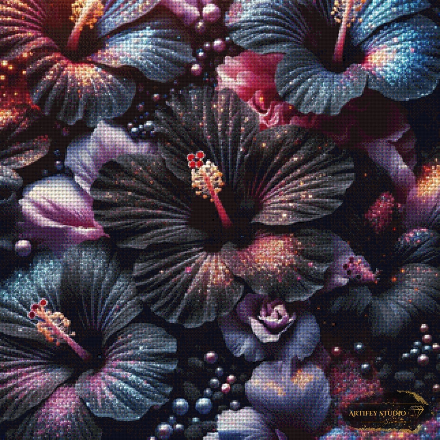 Dark Hibiskus by Diynamite 80x80 mit 200 Farben