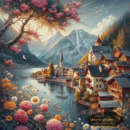 Alpendorf am See by Mirael 90x90 mit 200 Farben