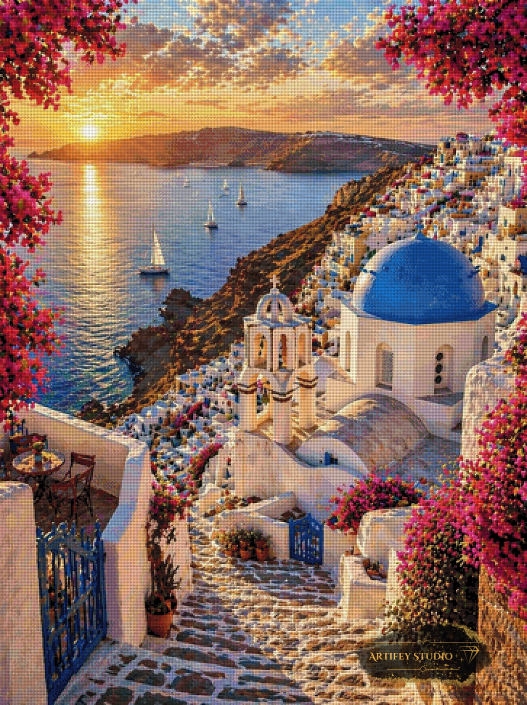 Santorini Sunset by Daye 90x120 mit 300 Farben