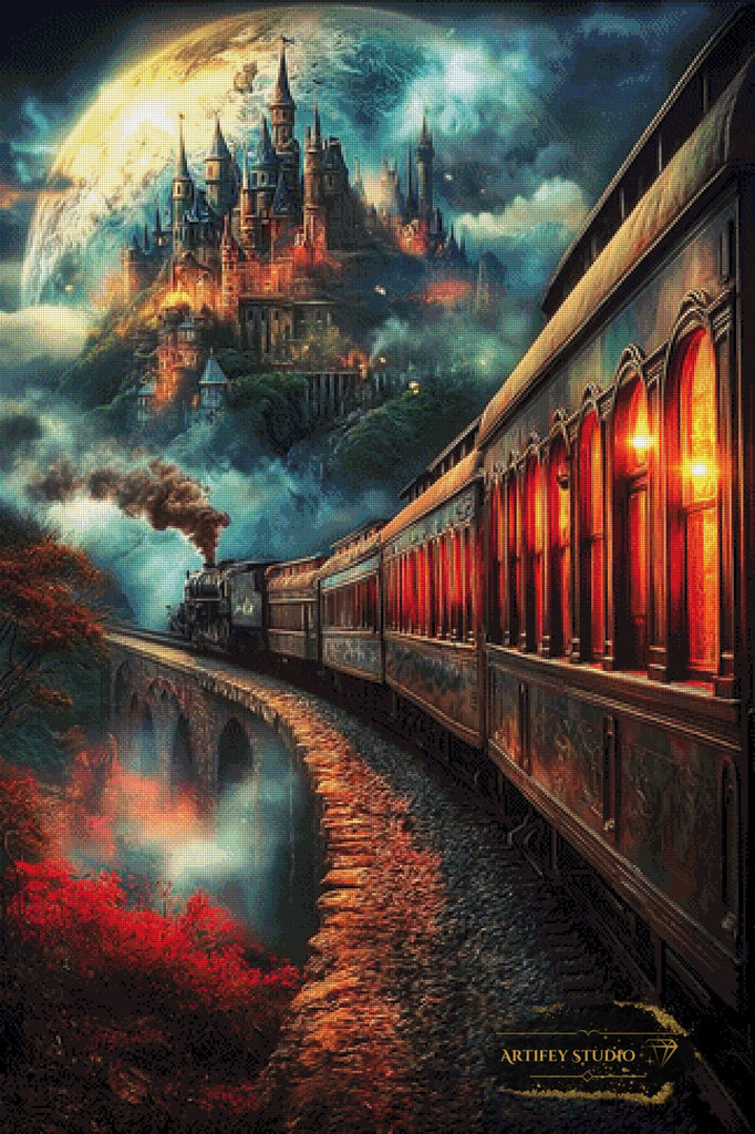 Train to the Moon Castle by Morrigan 80x120 mit 240 Farben - Artifey Studio