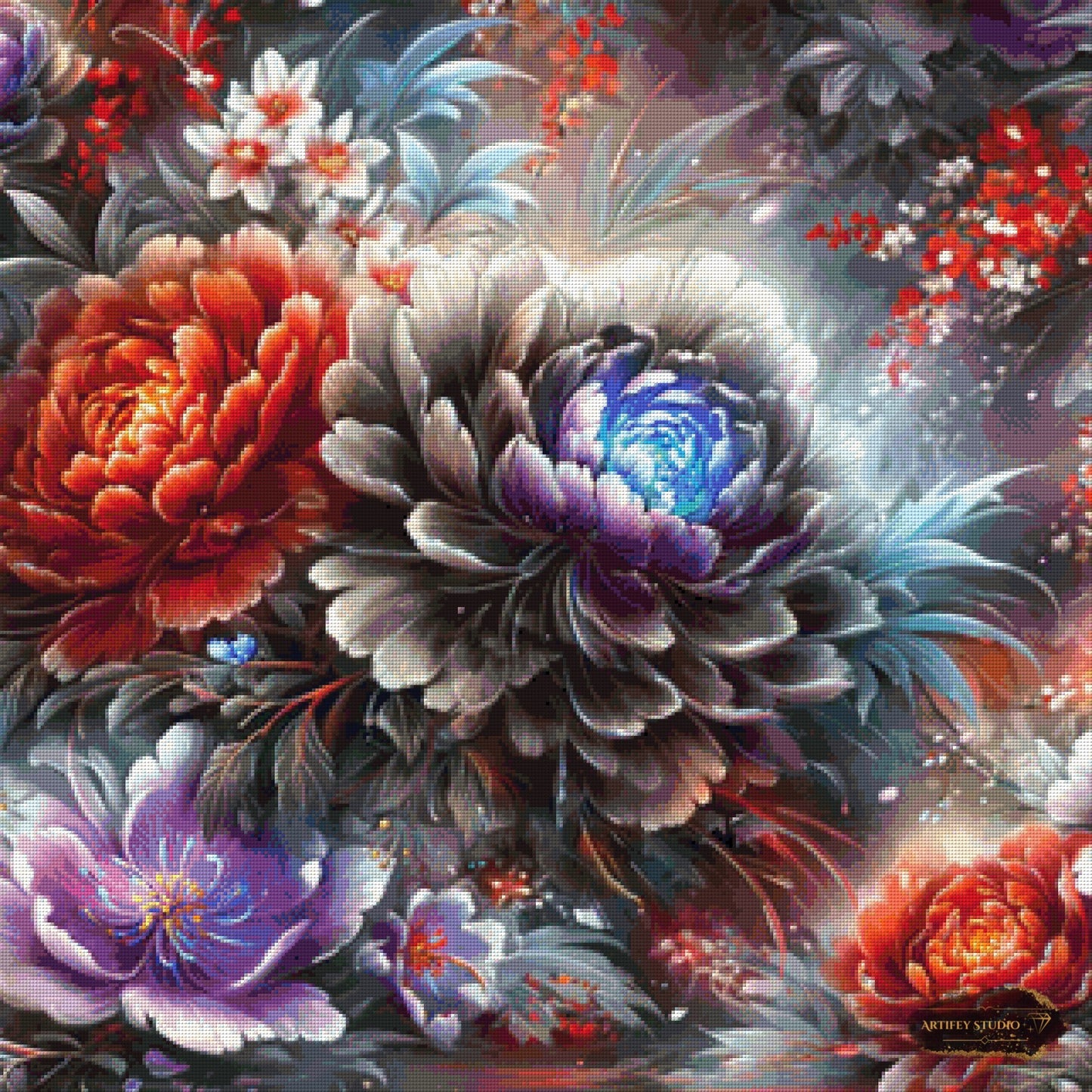 Flowers in shadow light by Mirael 80x80 with 270 colors