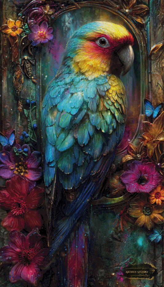Colorful parrot by Morrigan 80x140 with 310 colors