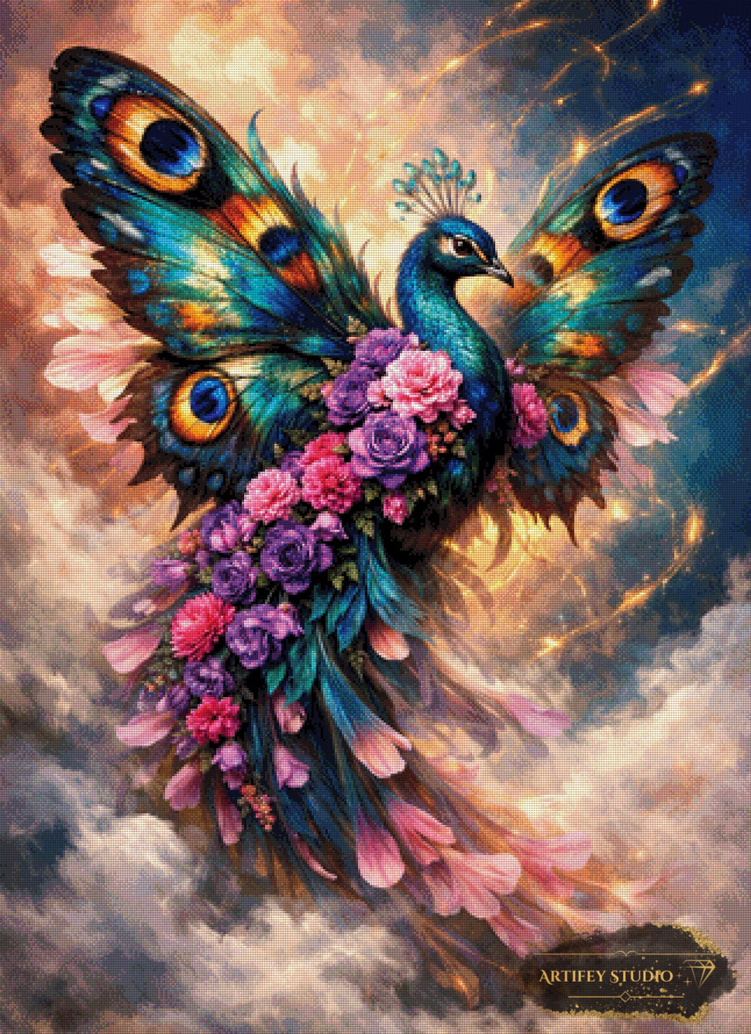 Sueño de plumas de pavo real de Pixxchicks 80x110 con 330 colores