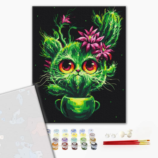 Premium Paint by Numbers "Kitten Cactus © Marianna Pashchuk"