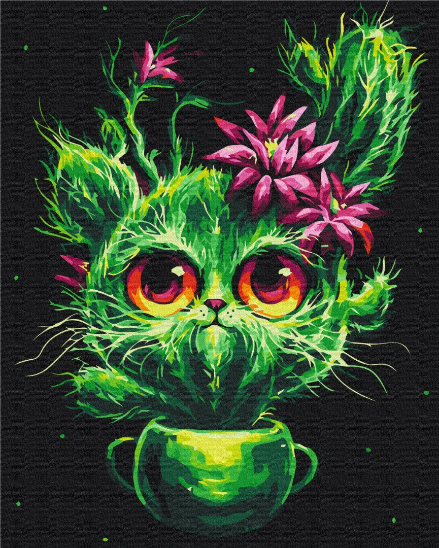 Premium Paint by Numbers "Kitten Cactus © Marianna Pashchuk"