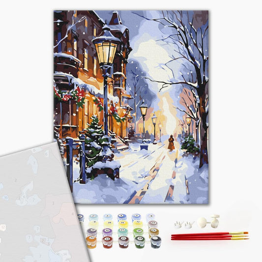 Premium Paint by Numbers “Lantern Glow in Winter”