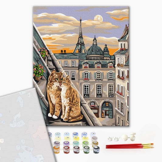 Premium Paint by Numbers “Cat Tenderness in Paris”
