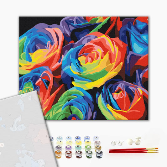 Premium Paint by Numbers “Rainbow Roses”