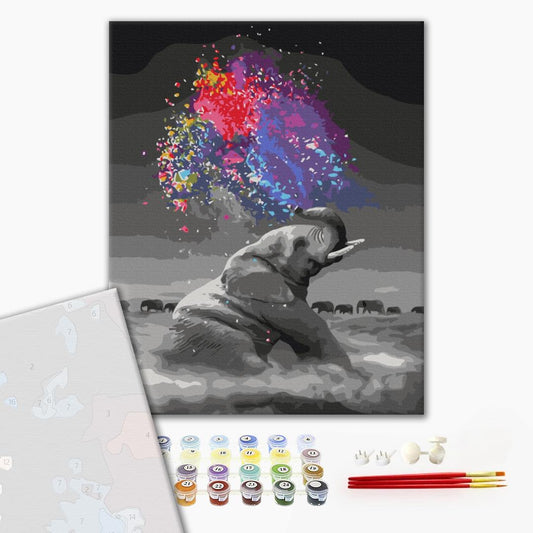 Premium Paint by Numbers “Elephant with Bright Colors”