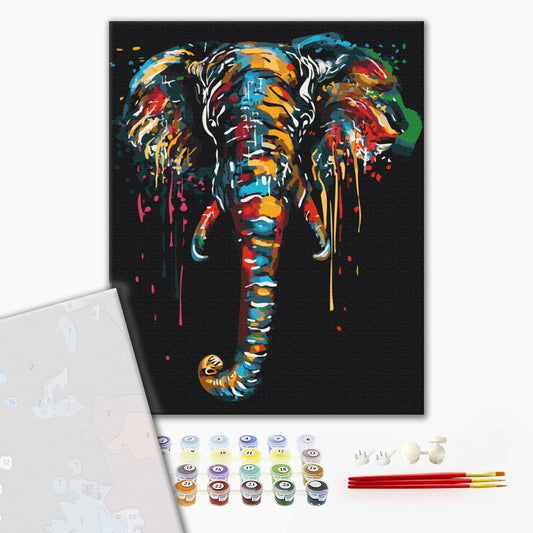 Premium Paint by Numbers “Elephant in Colors”