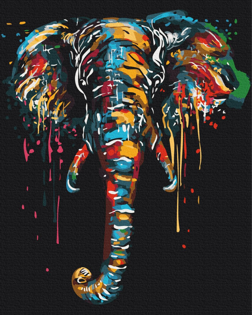 Premium Paint by Numbers “Elephant in Colors”