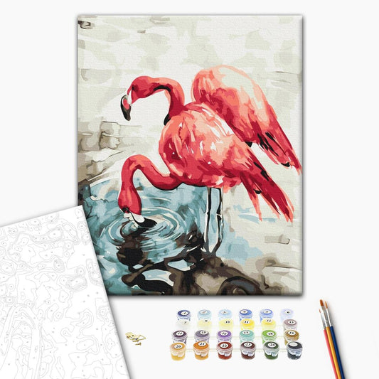 Malen nach Zahlen „Aquarellflamingos © Karolina Bundash“
