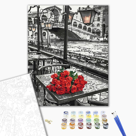 Premium Paint by Numbers “Roses in the Rain”