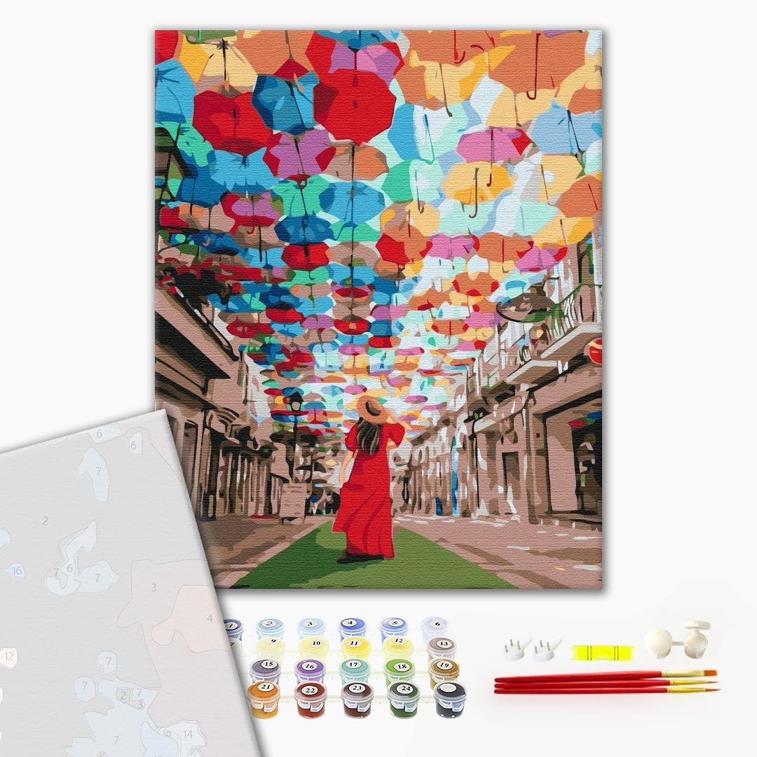 Premium Paint by Numbers “Alley of Umbrellas”