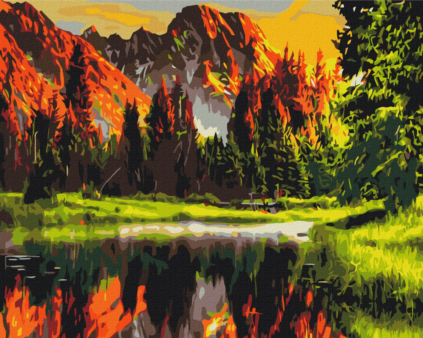 Premium Paint by Numbers “Sunset in a Mountain Valley”
